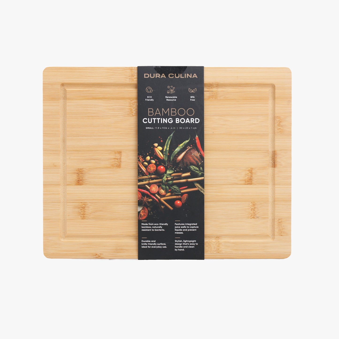 Bamboo Wood Cutting Board: Small – (11.81” x 9.06”) Durable, Eco-Friendly Chopping Board-0