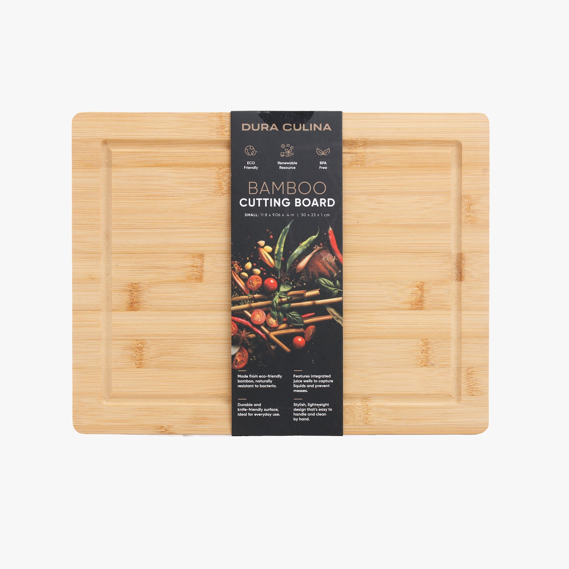 Bamboo Wood Cutting Board: Small – (11.81” x 9.06”) Durable, Eco-Friendly Chopping Board-0